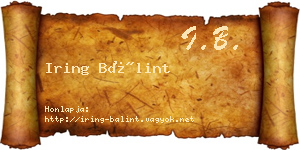Iring Bálint névjegykártya